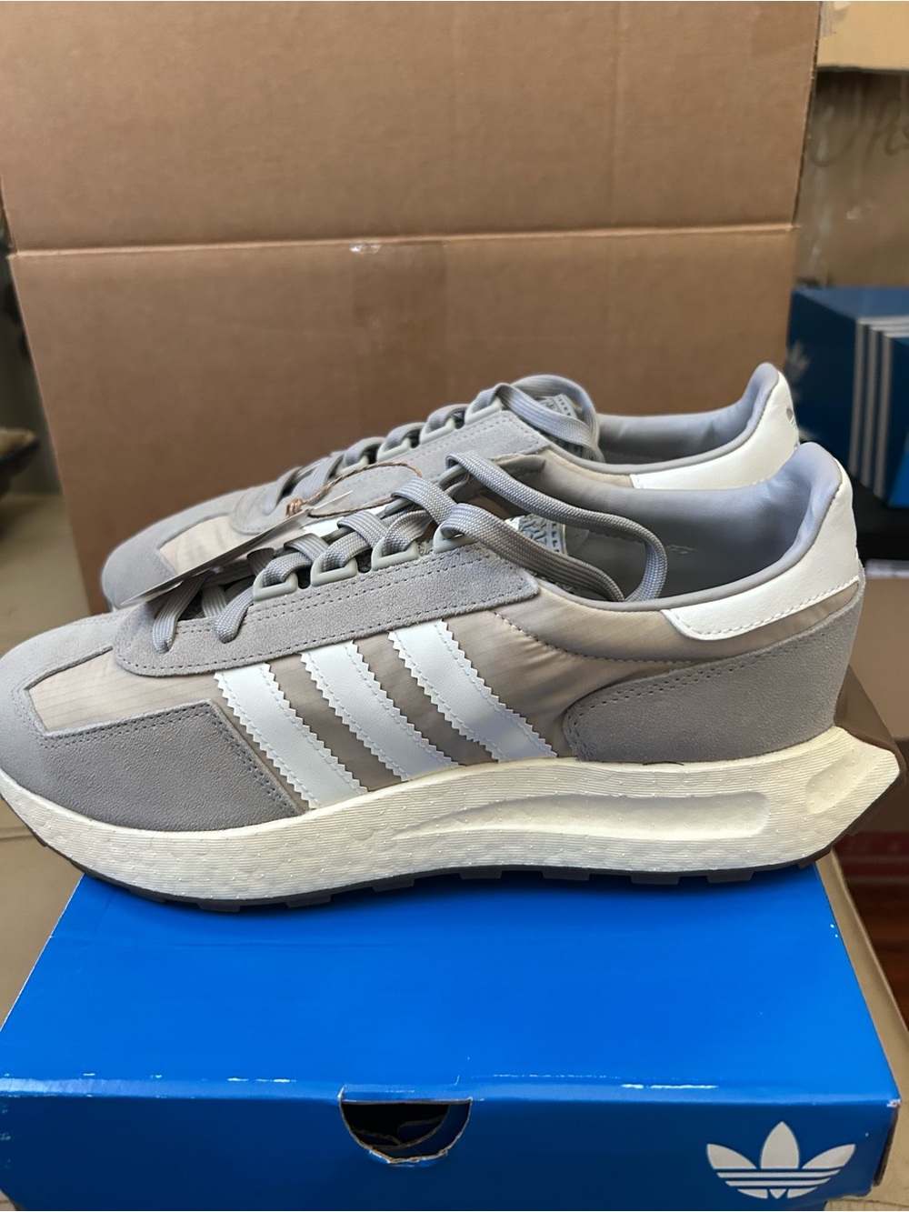 Men’s adidas Light Tan Casual Trainer with White Three Stripes